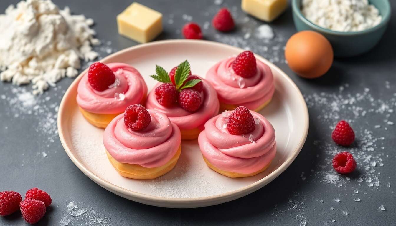 Recette de petits choux Ispahan : délice à la rose et framboise