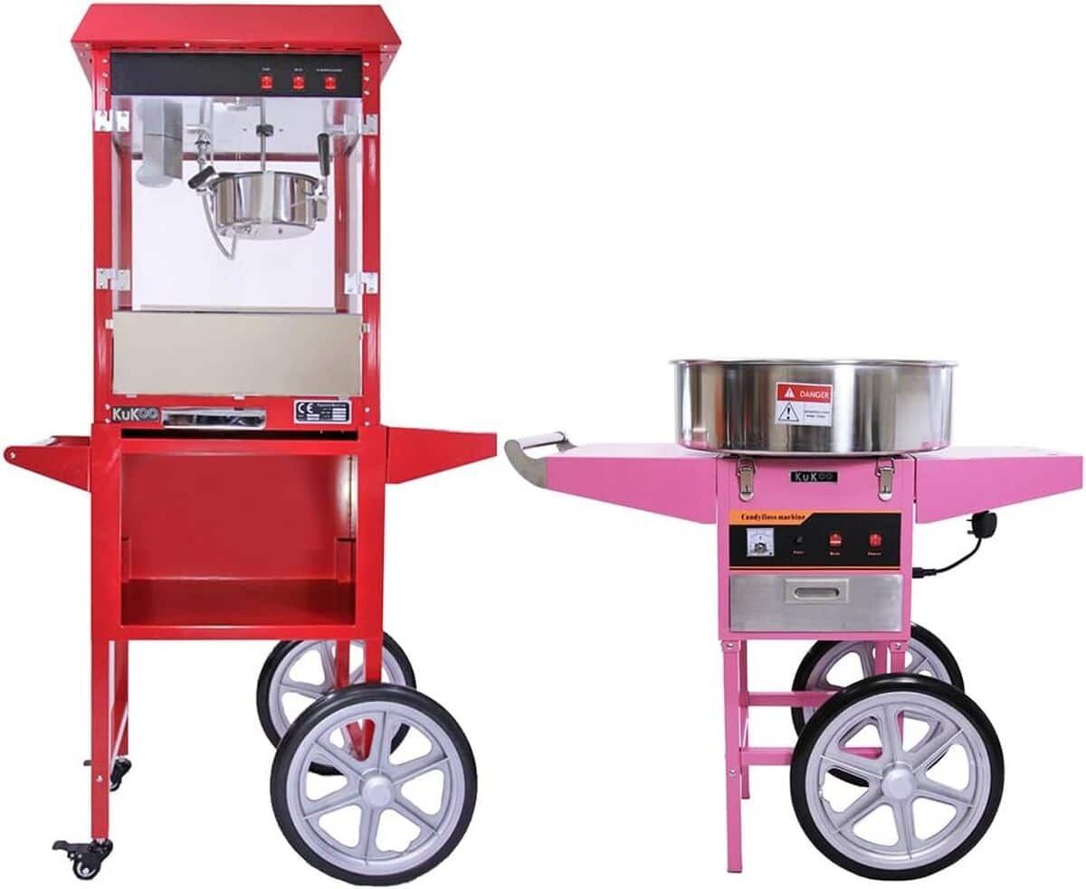 Test : machine à pop corn & machine à barbe à papa avec chariots - inox