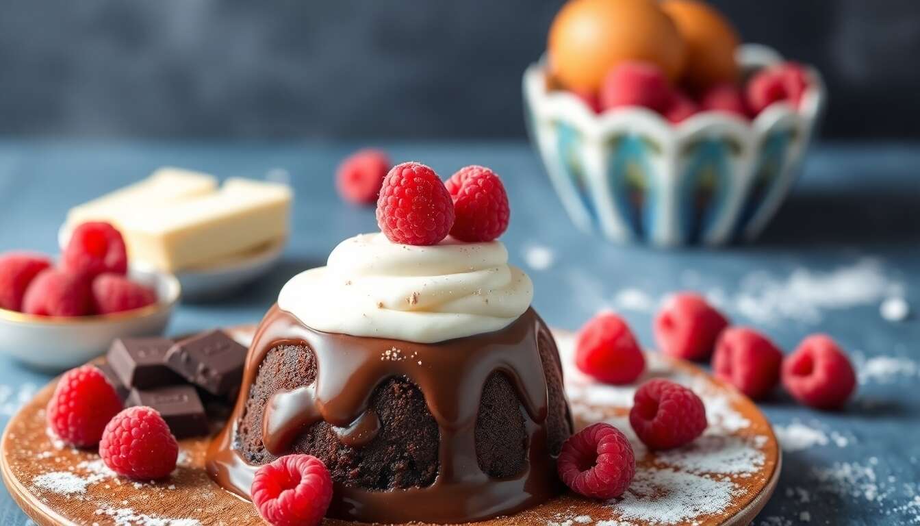 Cœur fondant au chocolat et framboises : recette gourmande