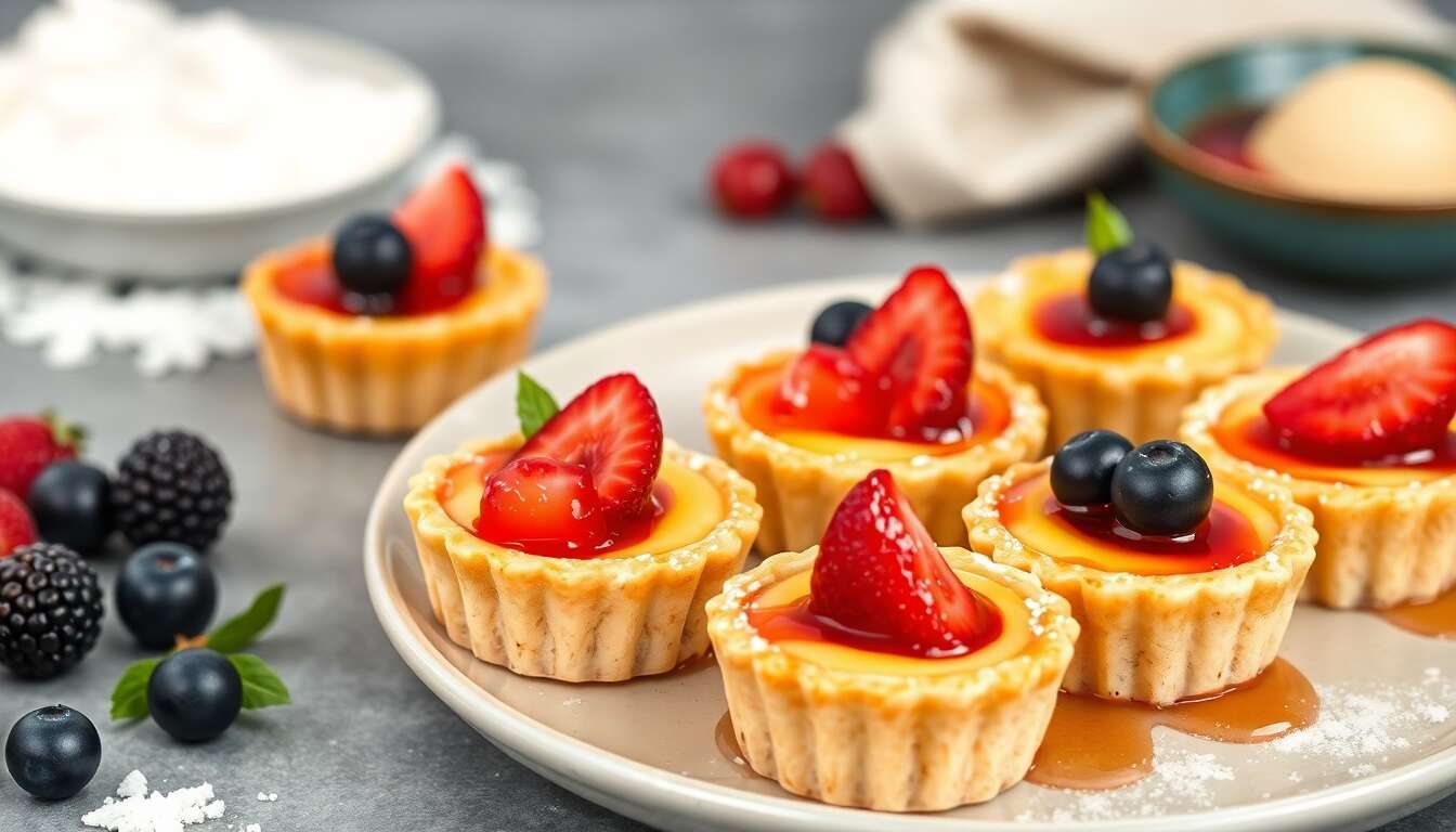 Mini-tartelettes au flan et fruits : recette gourmande