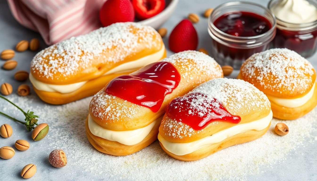 Éclairs à la pistache et aux fruits rouges : recette gourmande