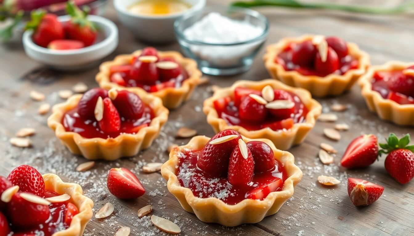 Tartelettes fraise rhubarbe à la fleur d'oranger : une recette savoureuse