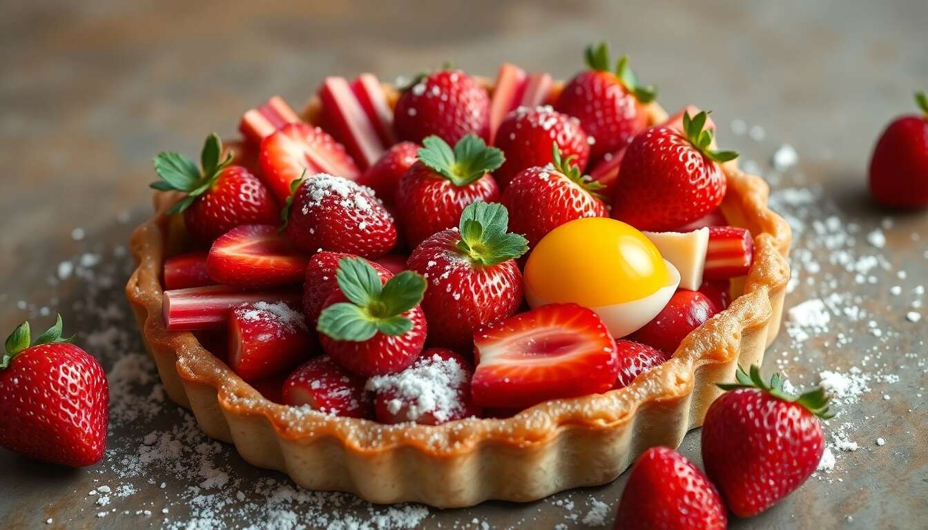 Recette tarte rustique fraise rhubarbe