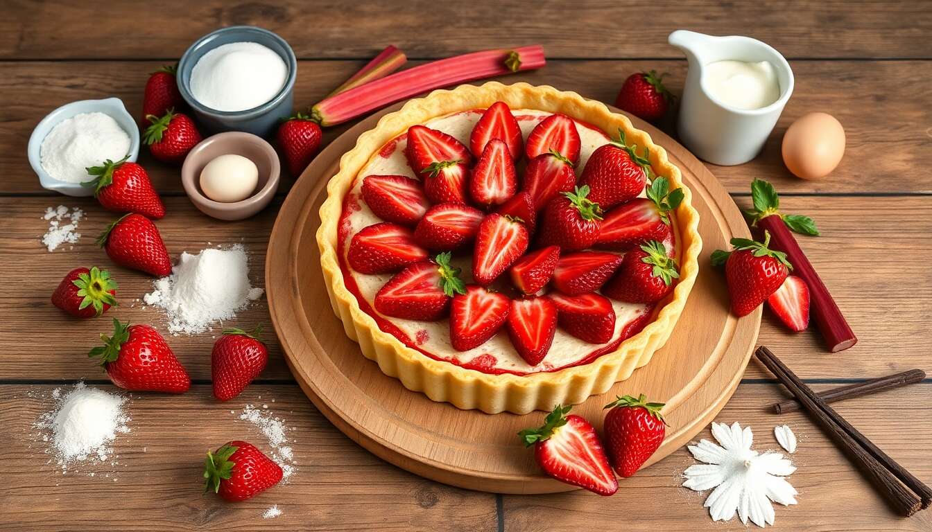 Recette : tarte fraise rhubarbe de Claire Heitzler