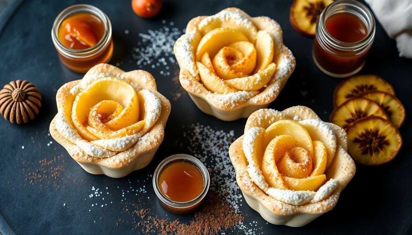 Tartelettes aux pommes en fleur : recette facile et gourmande