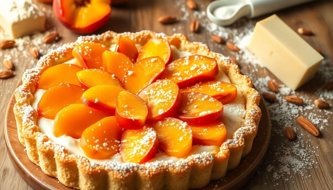 Tarte pêche et abricot : moelleux et croquant à la crème d'amande