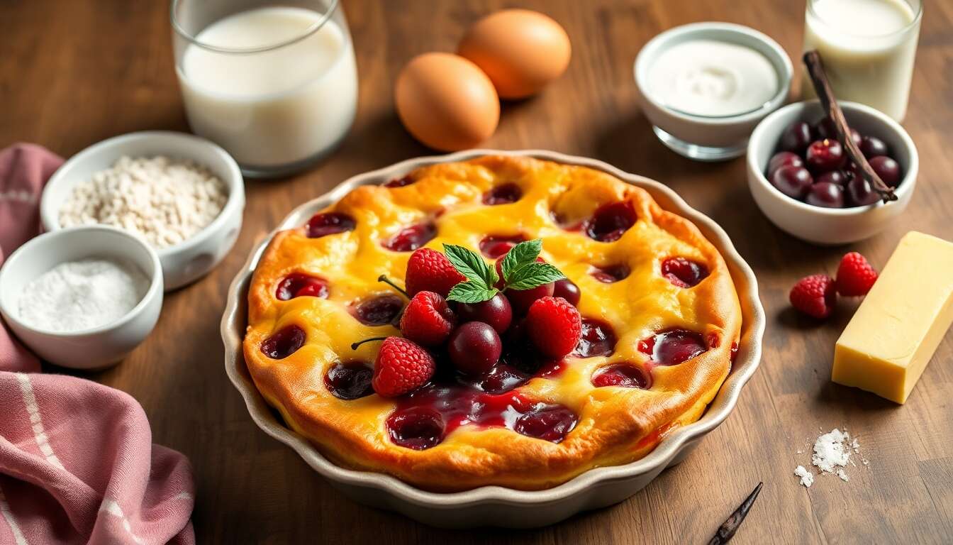 Recette de clafoutis cerises et framboises