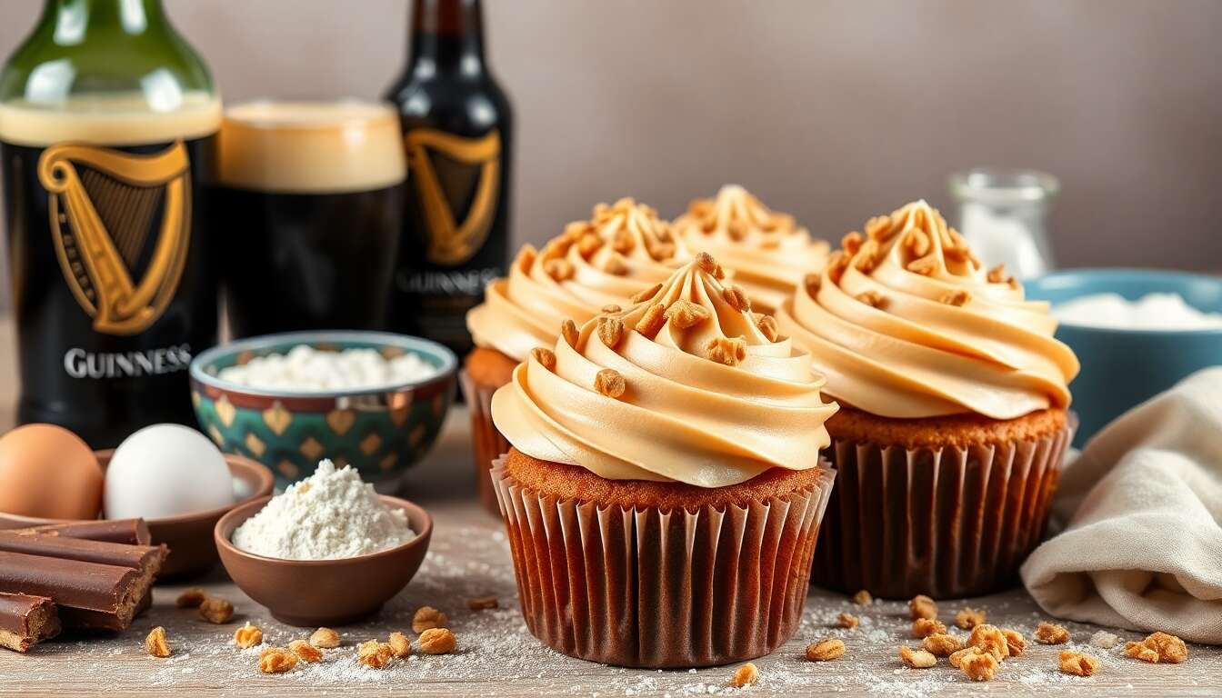 Cupcakes praliné à la Guinness et au Dulcey : recette gourmande
