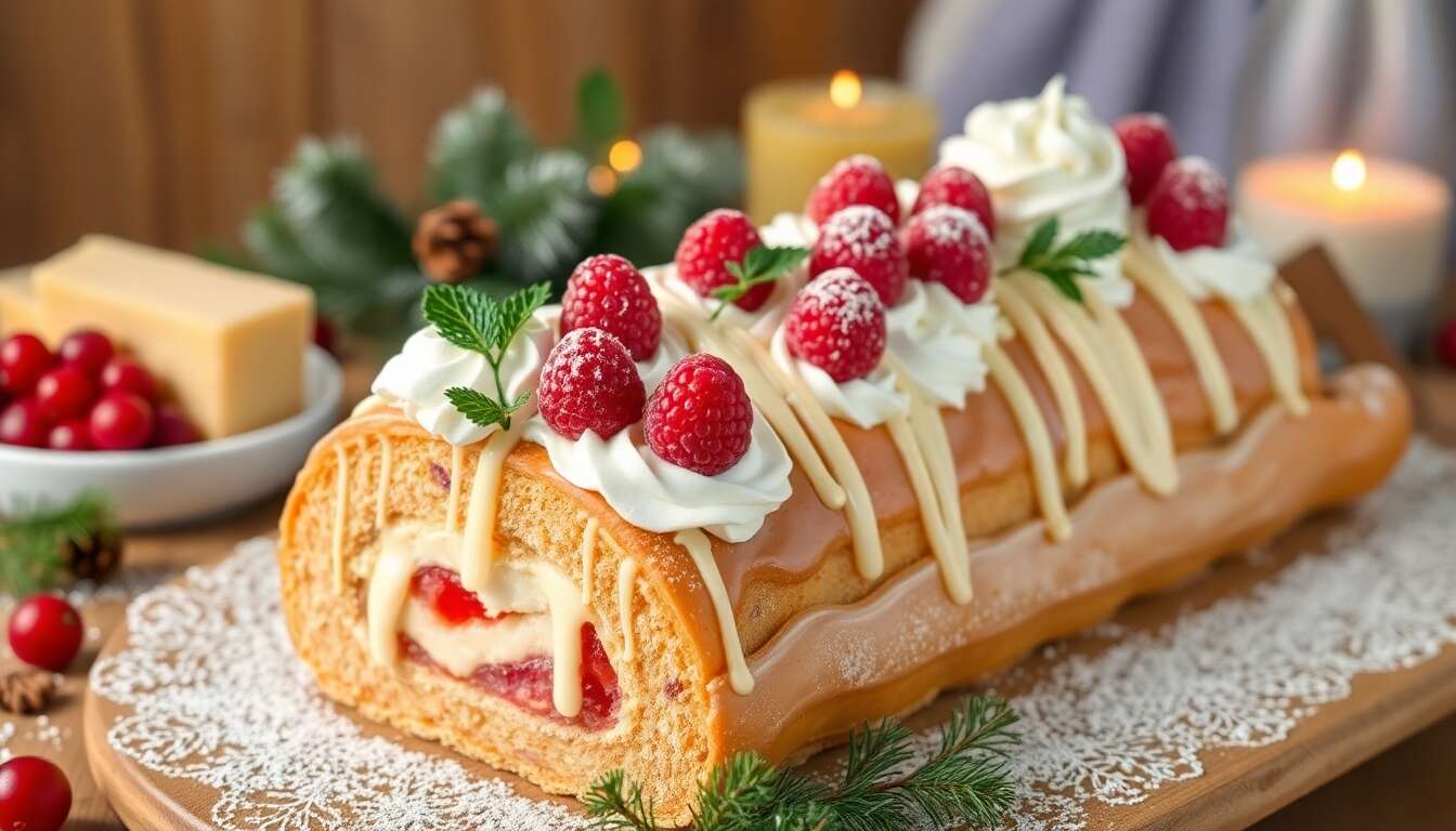 Bûche de Noël aux framboises : recette festive et gourmande