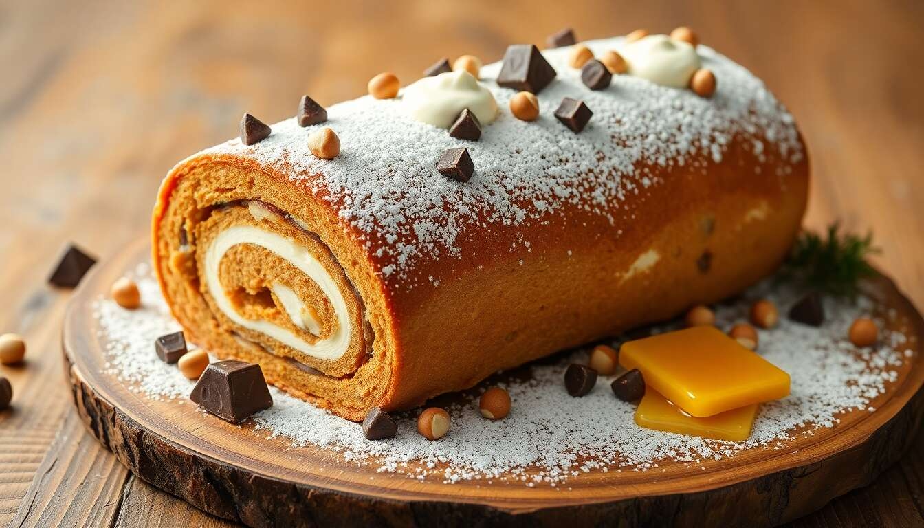 Bûche roulée praliné noisette : recette gourmande pour Noël