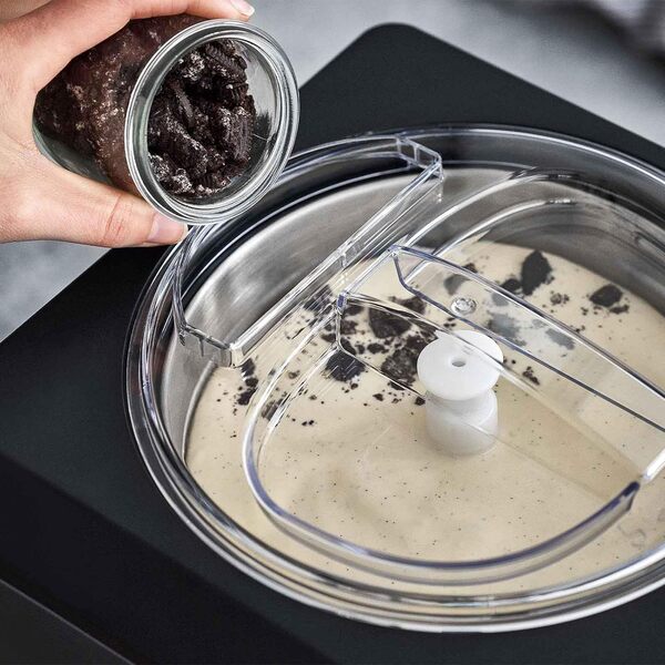 SPRINGLANE sorbetière & yaourtière Erika 2,5 L avec compresseur auto-refroidissant 250 W, sorbetière en acier inoxydable (Noir avec réservoir à glace, 2,5 L)