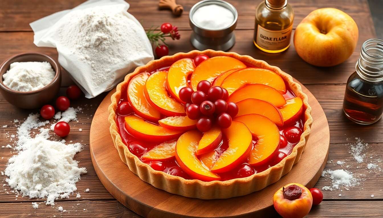Tarte aux pêches et groseilles : recette gourmande et facile à réaliser