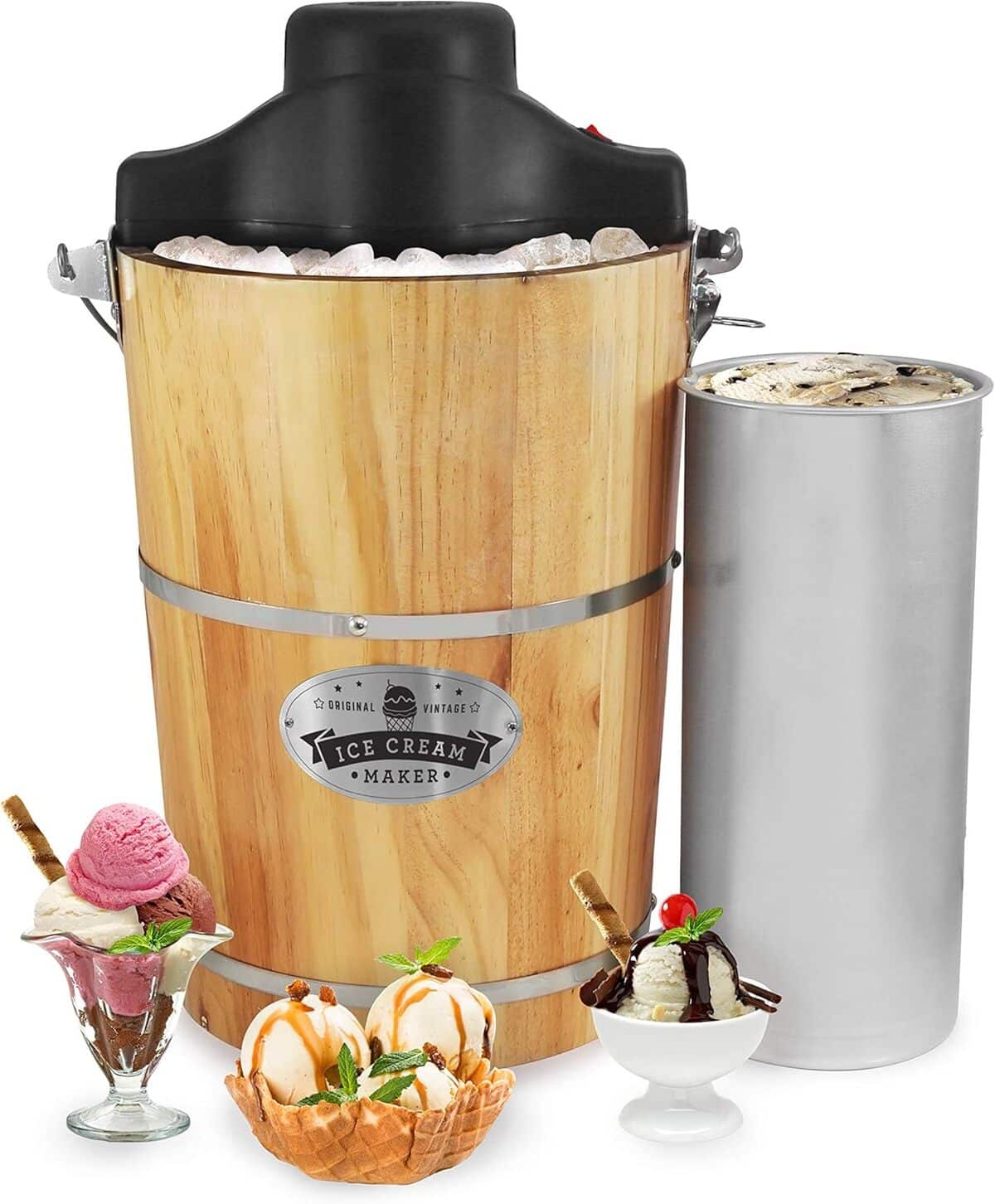 Test : elite gourmet EIM916, sorbetière électrique vintage en bois