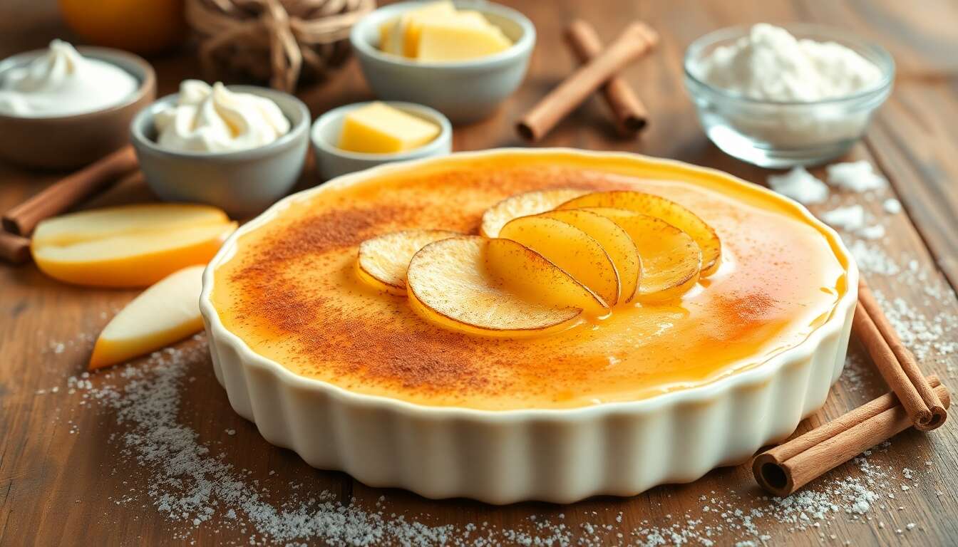 Flan aux pommes et cannelle : recette facile et savoureuse