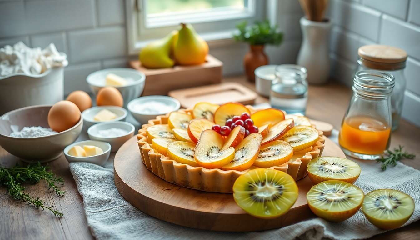 Tarte poires kiwis : recette gourmande et facile