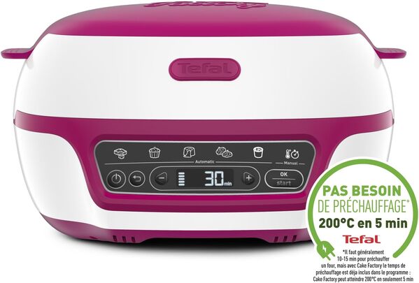 Tefal Machine à gâteaux intelligente, 5 programmes automatiques, 1 mode manuel, 12 moules mini gâteaux, 1 grand moule, Compatible avec la gamme CreaBake, Cake Factory Délices KD810112