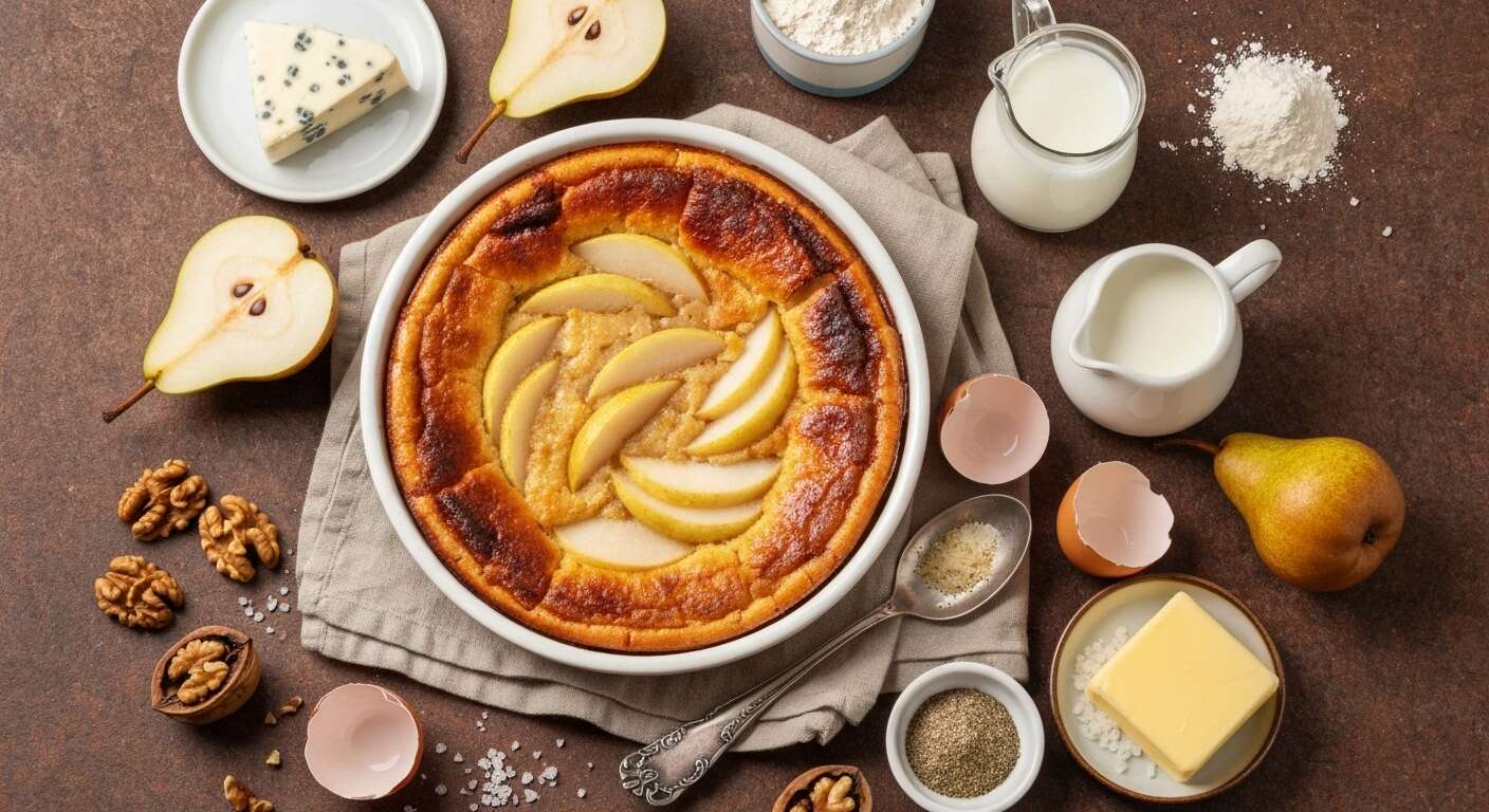 Clafoutis salé aux poires et fromages : une recette gourmande