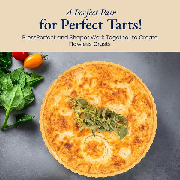 Patz&Patz Moule à tarte cannelé classique avec fond amovible – 22,9 cm – Moule à tarte anti-adhésif en acier carbone avec anneau façonneur de croûte et poids à tarte en silicone – pour tartes, tartes