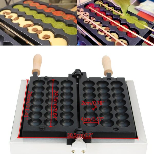 Futchoy Appareil à Gauffre pour 6 Gaufres à Manche avec Boîtier en Acier Inoxydable - 1500 W