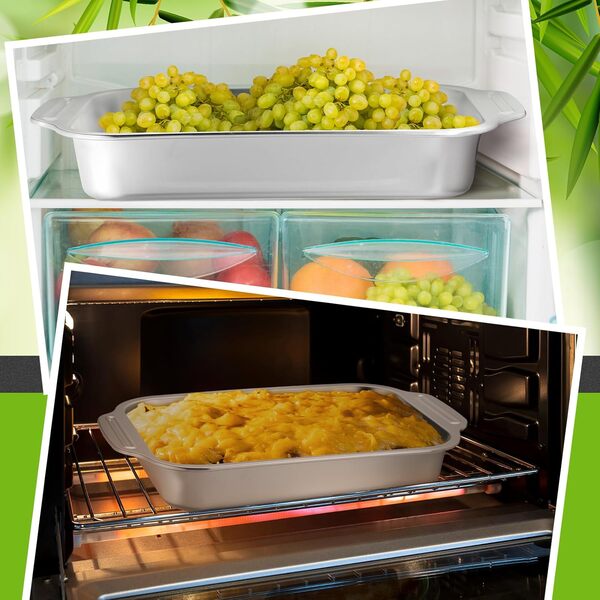 Lot de 3 moules à gâteau rectangulaires en acier inoxydable pour poisson, gâteaux, pain, casseroles, poissons, légumes, passent au lave-vaisselle