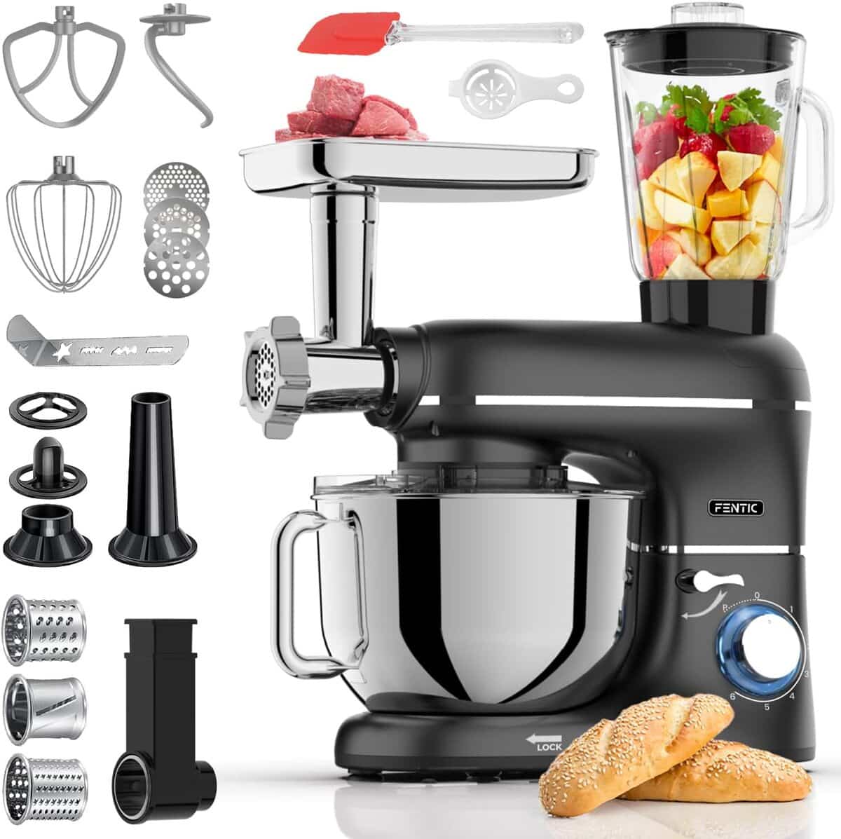 Test : robot pâtissier Fentic 6 en 1 2000W multifonctions