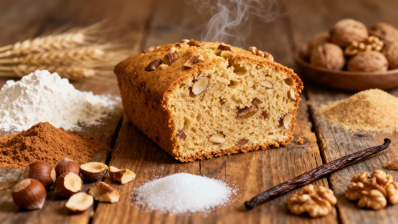 Gâteau moelleux aux noisettes et noix