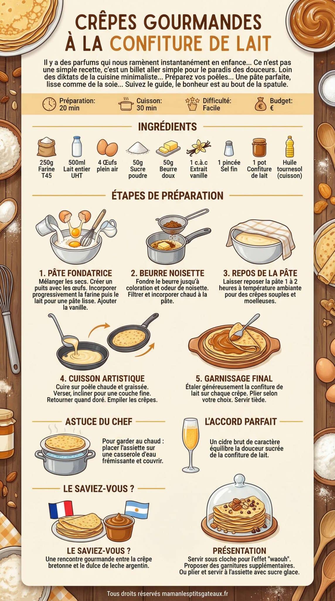 Fiche recette Cr&ecirc;pes gourmandes &agrave; la confiture de lait