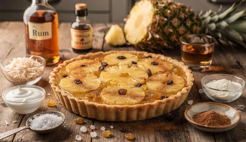 Tarte à l'ananas, raisins et noix de coco : recette exotique et gourmande