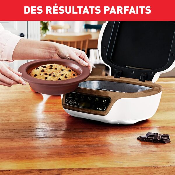 Tefal Machine à gâteaux, 5 programmes automatiques pour réglage, 1 mode manuel, 3 moules flexibles, 1 grand moule en acier revêtu, Compatible avec moules Crispybake, Cake Factory+ KD802112