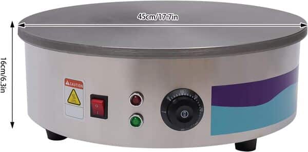 Appareil à Crêpes 45cm 2800W Machine à Crêpes Professionnel Acier Inoxydable 220V Crêpière pour Crêpes Pancakes Omelettes Palatham