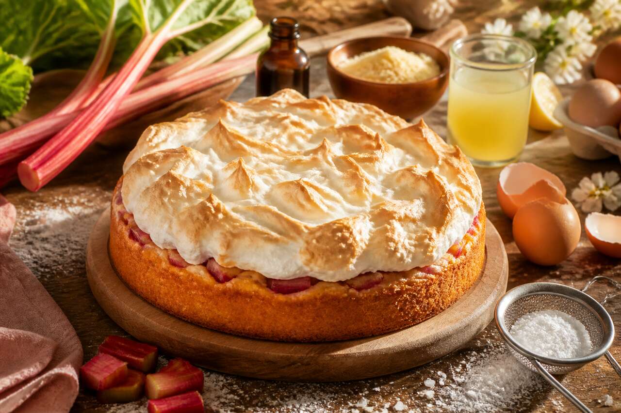 Gâteau à la rhubarbe meringué : recette facile et gourmande