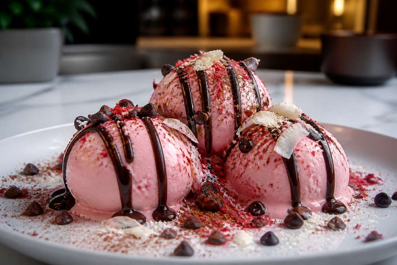 Glace aux fraises et coulis de chocolat : recette gourmande