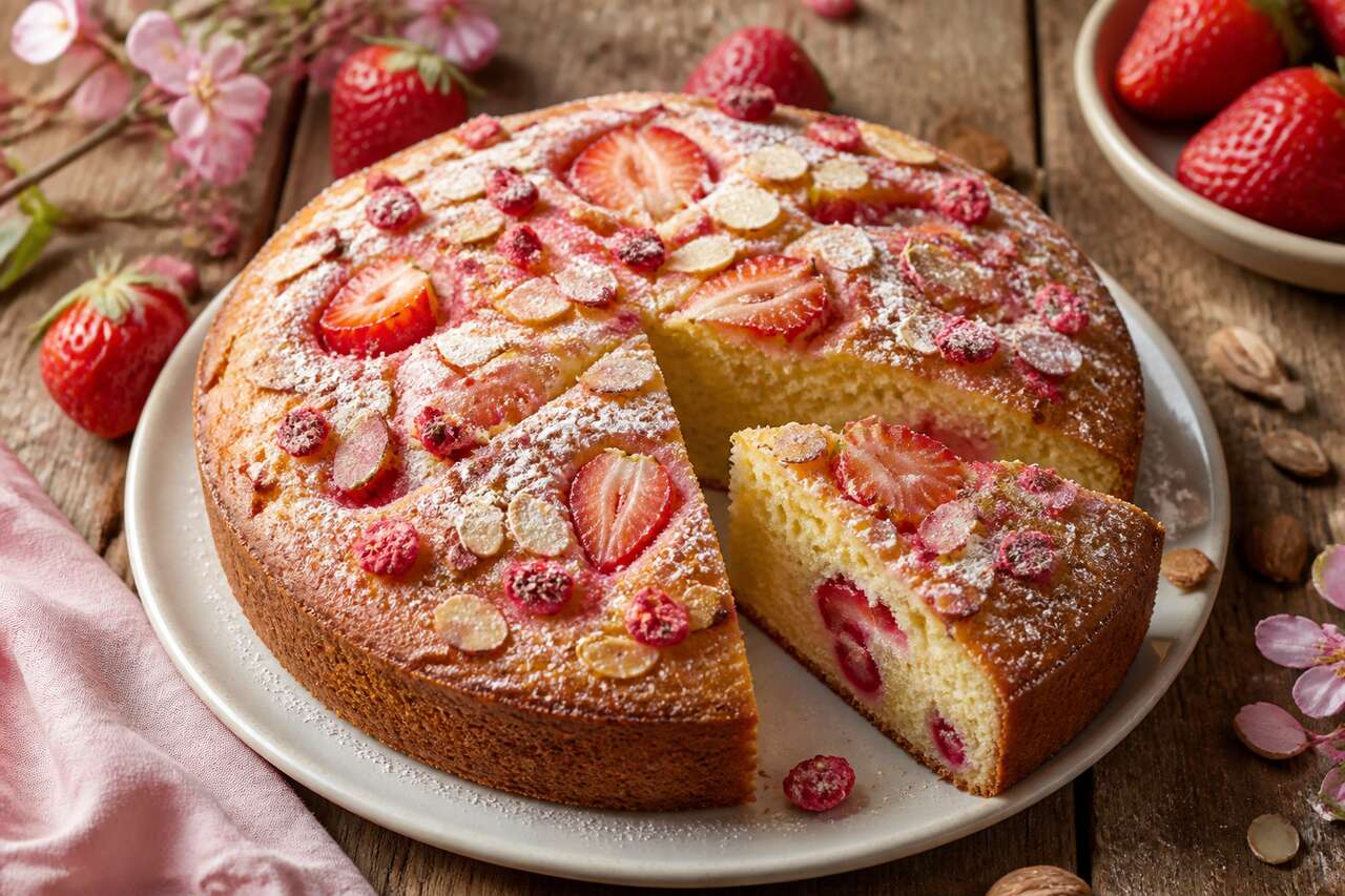 Recette du cake aux amandes et aux fraises