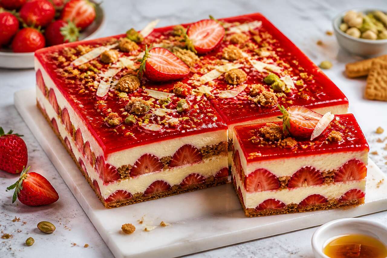 Recette d'entremets fraises et pistache