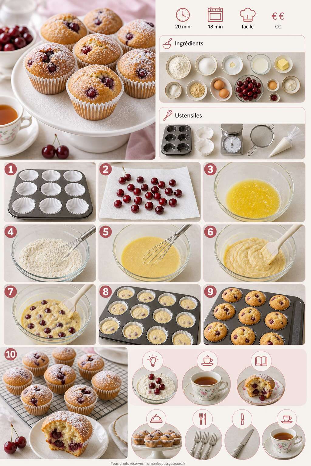 Fiche recette Caissettes aux cerises : recette facile et gourmande