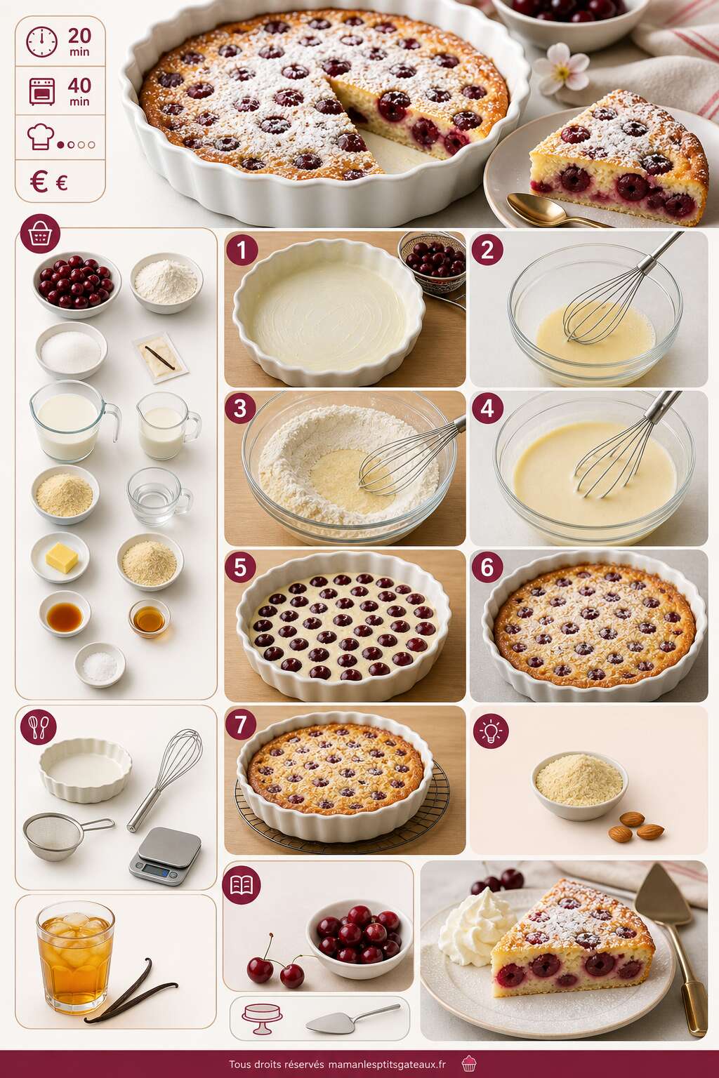 Fiche recette Recette de clafoutis moelleux aux cerises