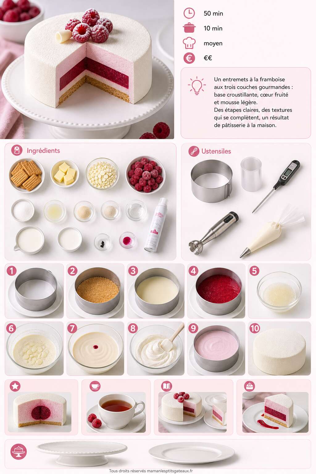 Fiche recette Recette d'entremets à la framboise Fiche recette Recette d'entremets à la framboise