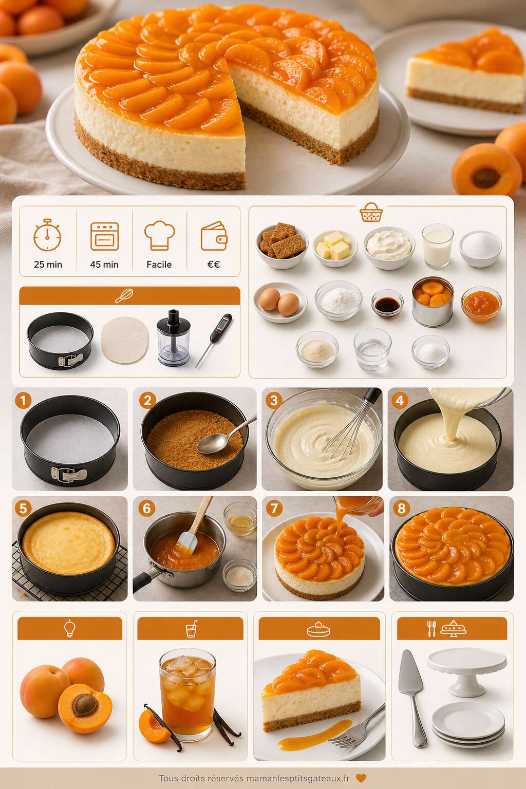 Fiche recette Cheesecake aux abricots : recette gourmande et facile