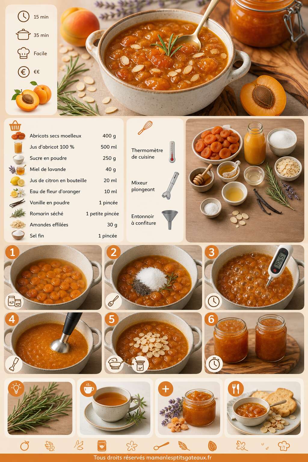 Fiche recette Confiture d'abricots &agrave; la m&eacute;ridionale : recette facile et savoureuse