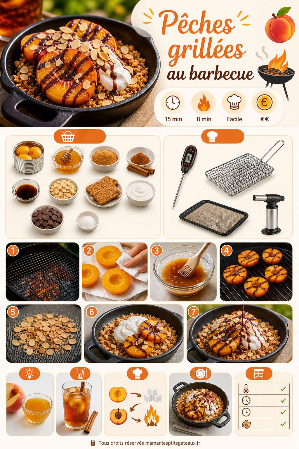 Fiche recette Pêches grillées au barbecue : recette estivale facile Fiche recette Pêches grillées au barbecue : recette estivale facile