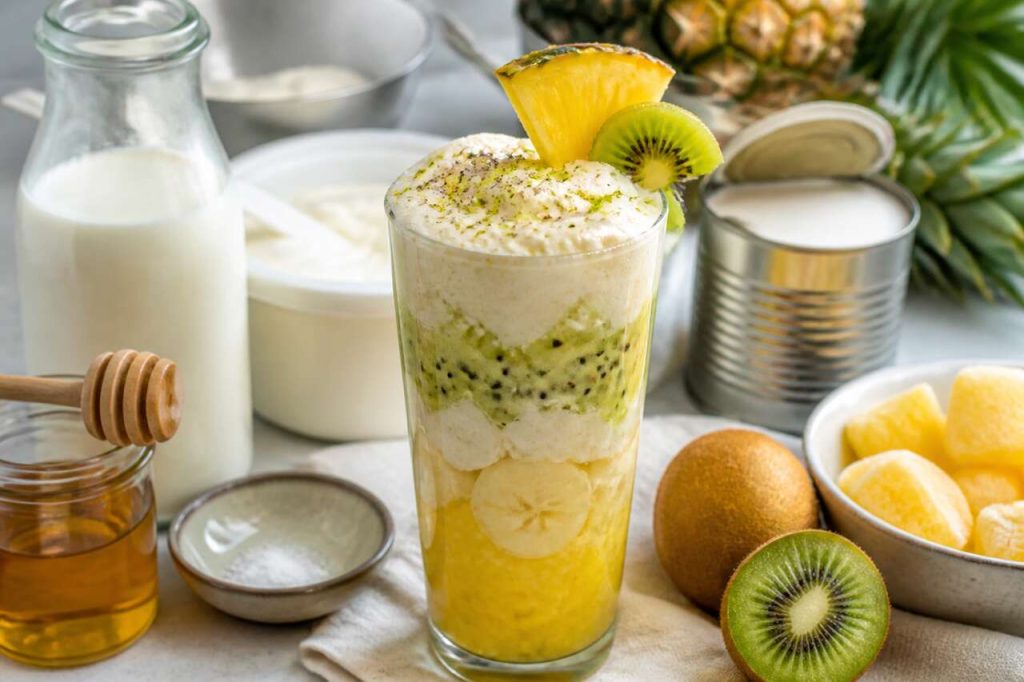 Milk-shake ananas, banane et kiwi : recette facile et rafraîchissante
