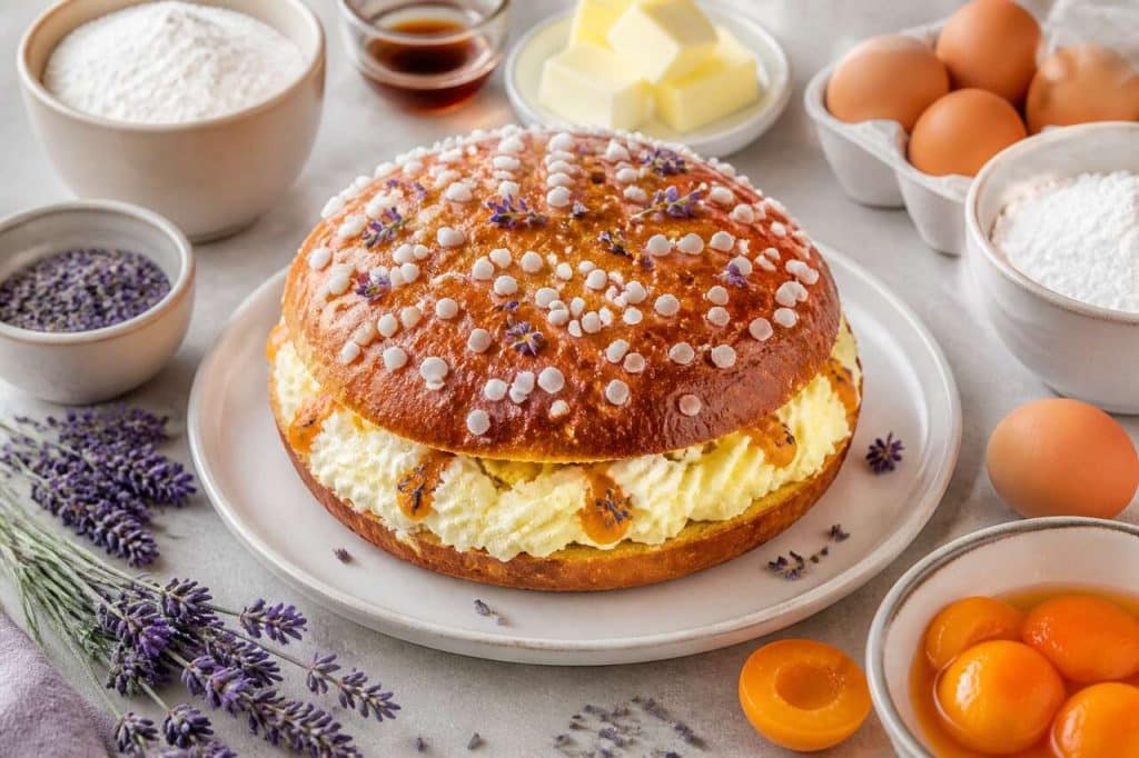Recette de tropézienne à l'abricot et à la lavande