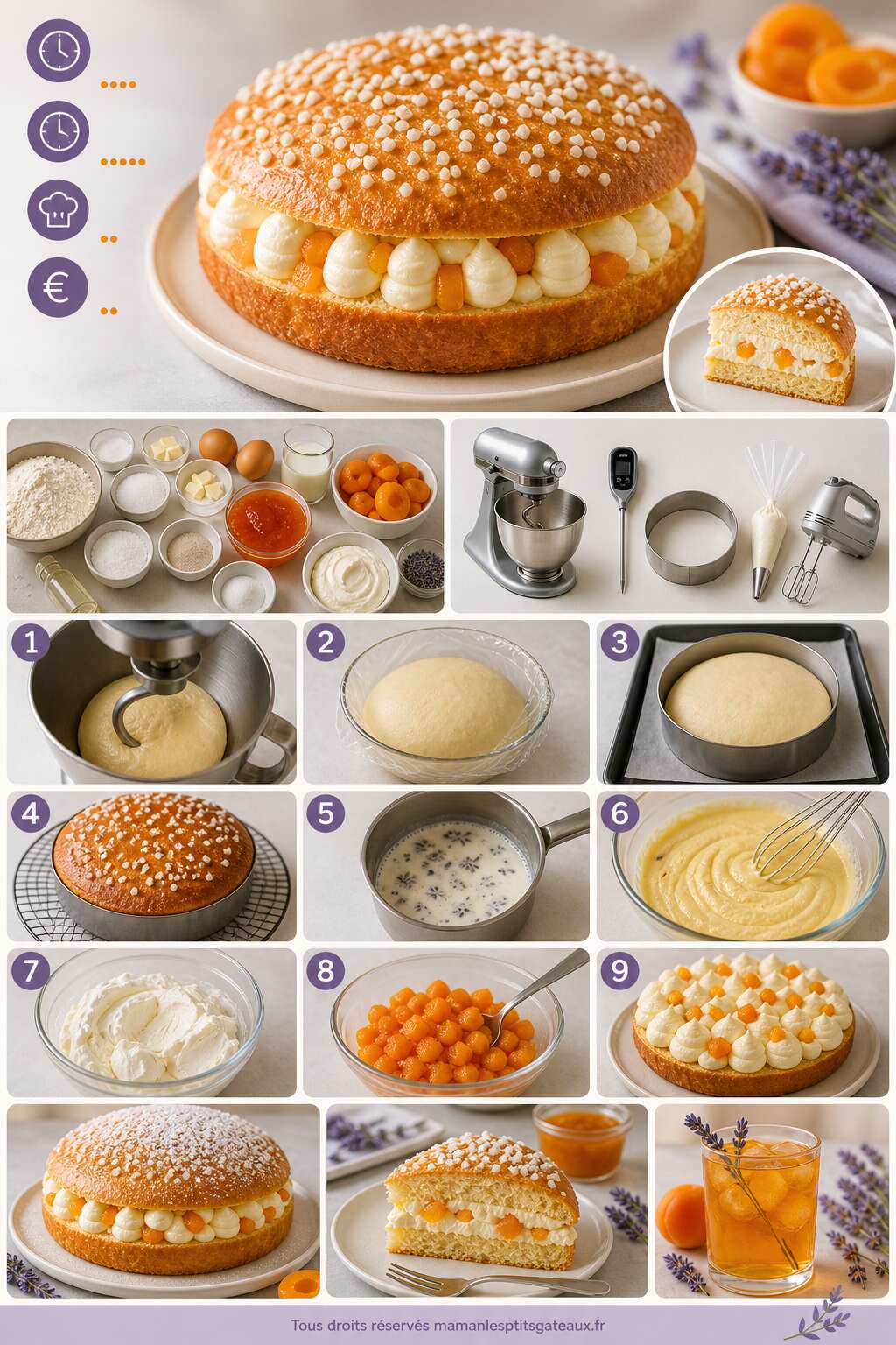 Fiche recette Recette de trop&eacute;zienne &agrave; l'abricot et &agrave; la lavande