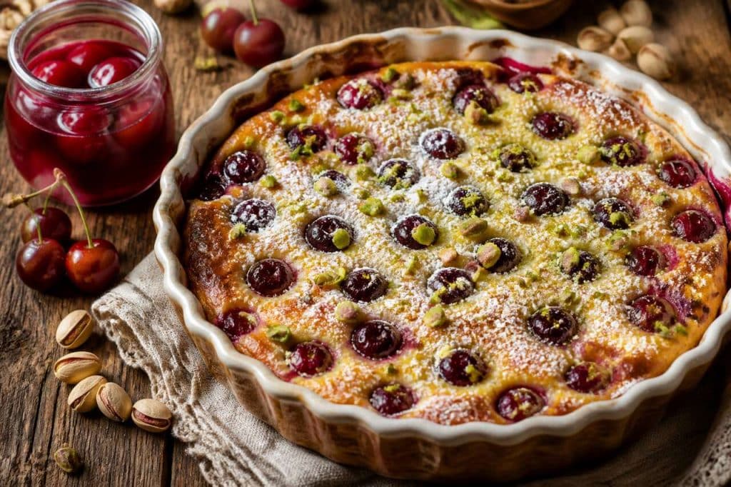 Clafoutis cerises et pistaches : recette gourmande