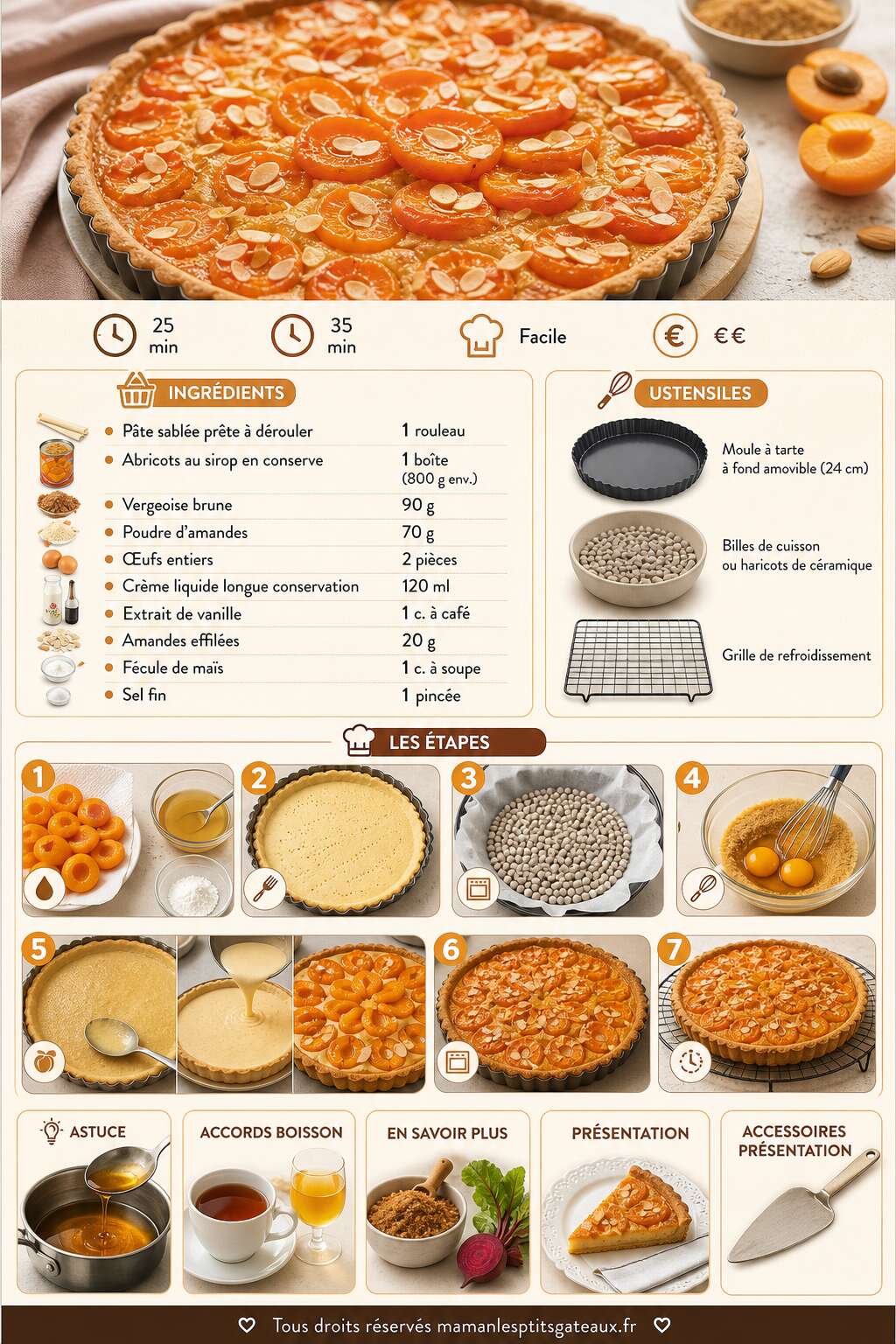 Fiche recette Tarte aux abricots et &agrave; la vergeoise : recette gourmande