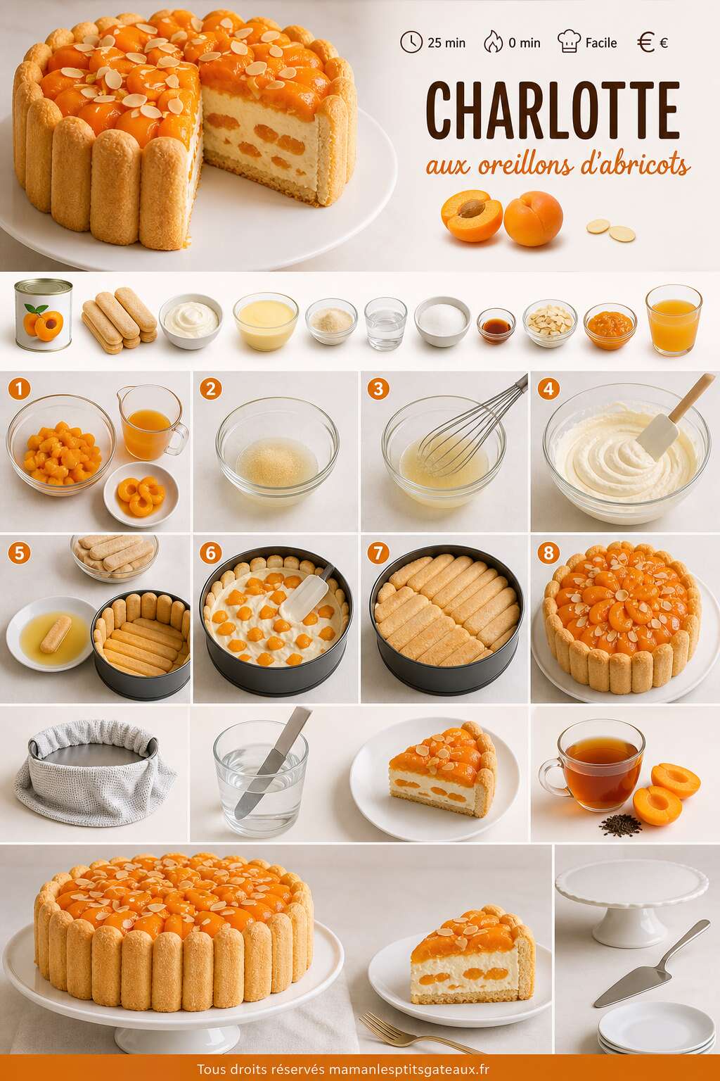 Fiche recette Recette facile : charlotte aux oreillons d'abricots