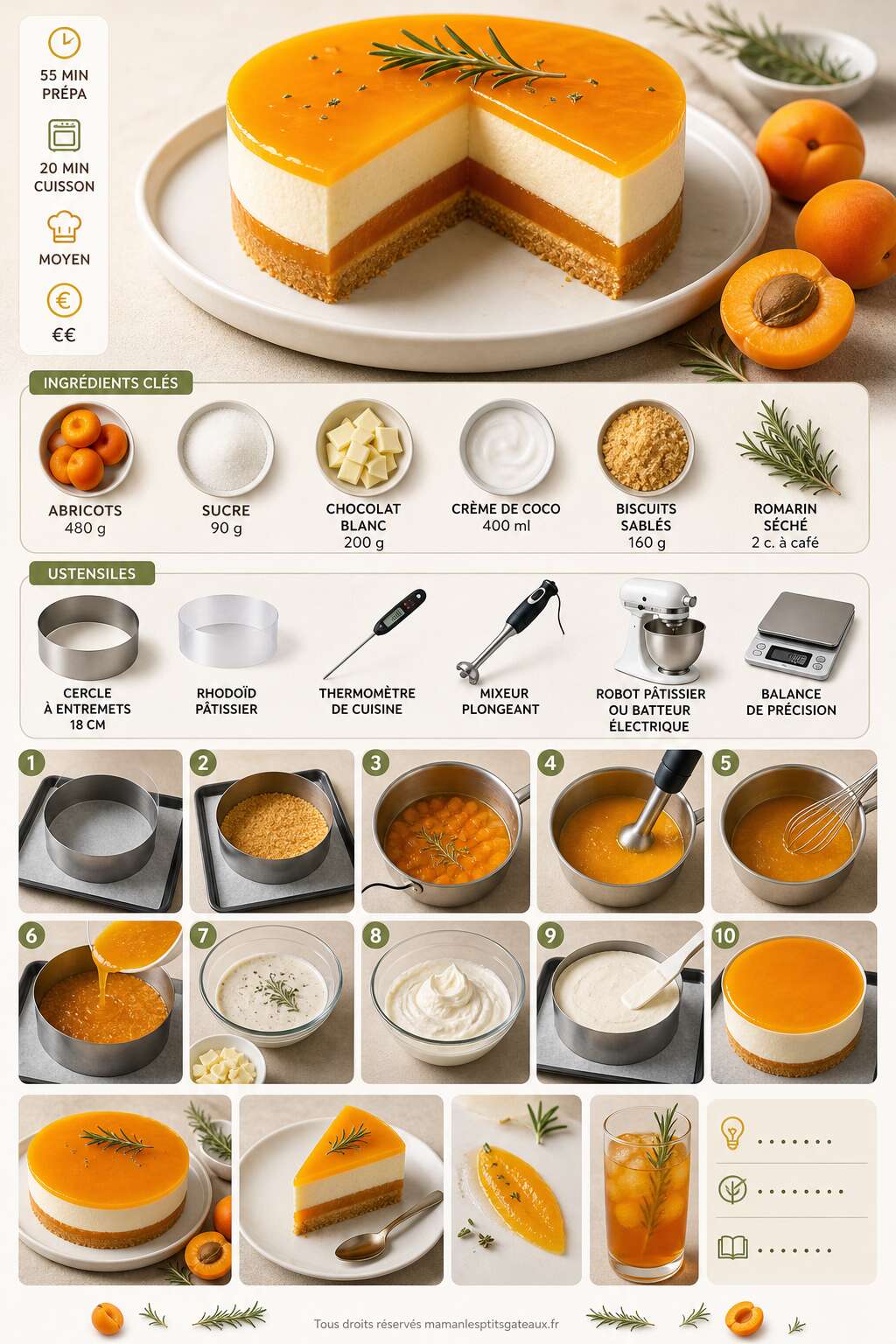Fiche recette Recette d'entremets abricot et romarin Fiche recette Recette d'entremets abricot et romarin