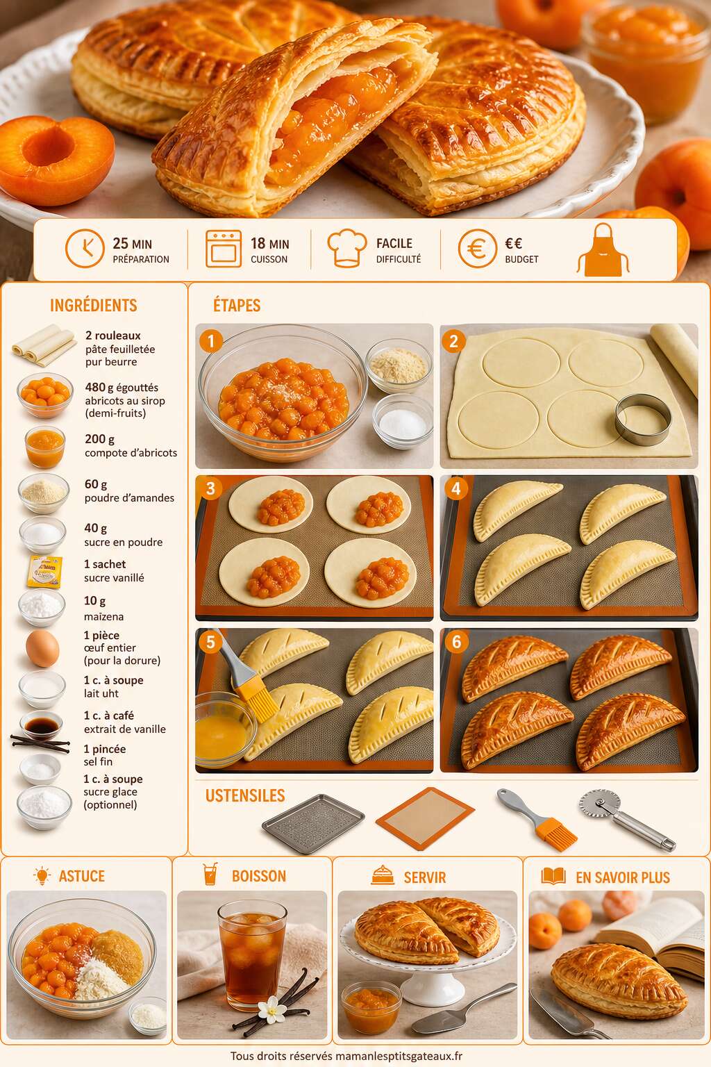 Fiche recette Chausson p&acirc;tissier aux abricots : recette gourmande