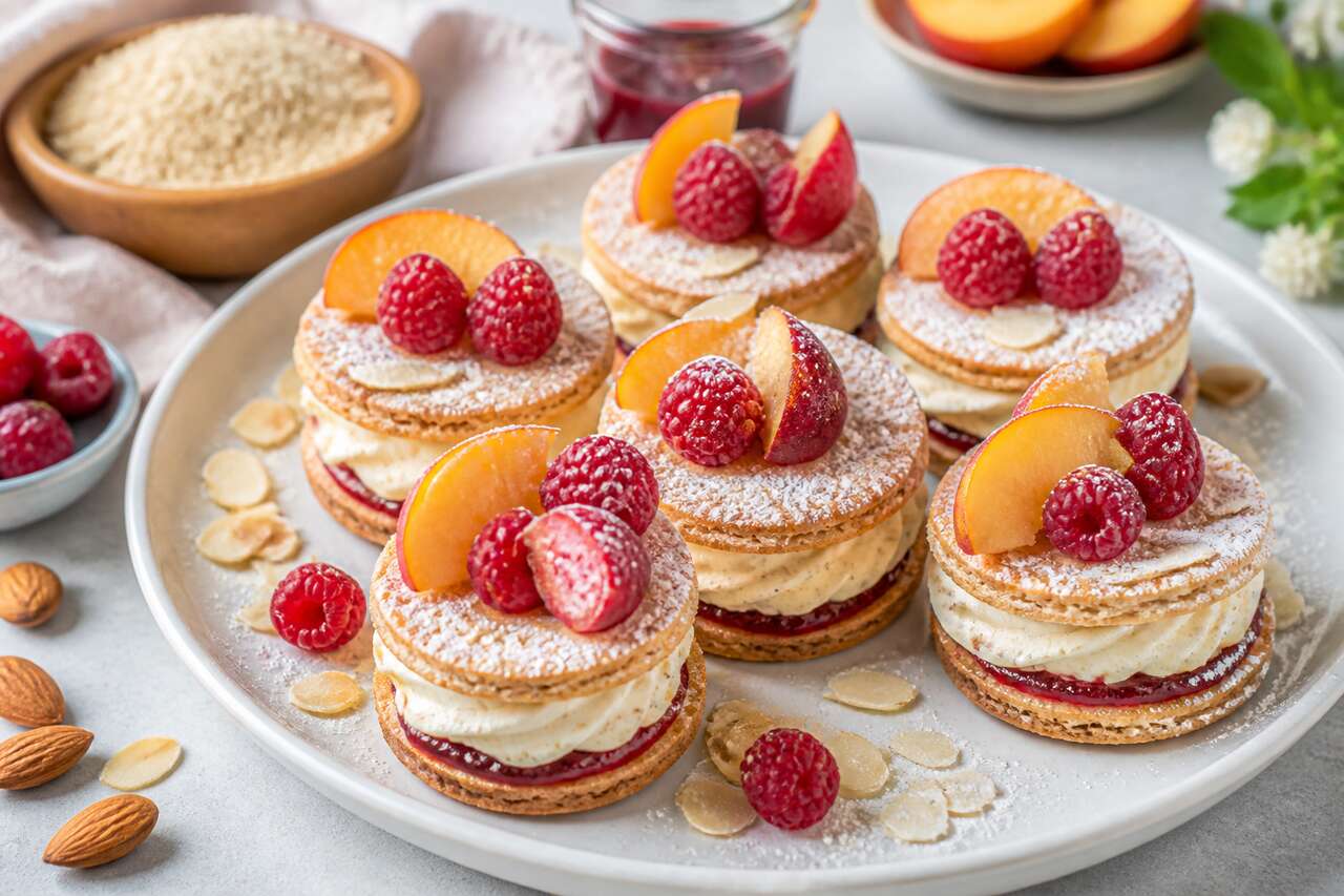 Recette de dacquoises aux framboises et nectarines
