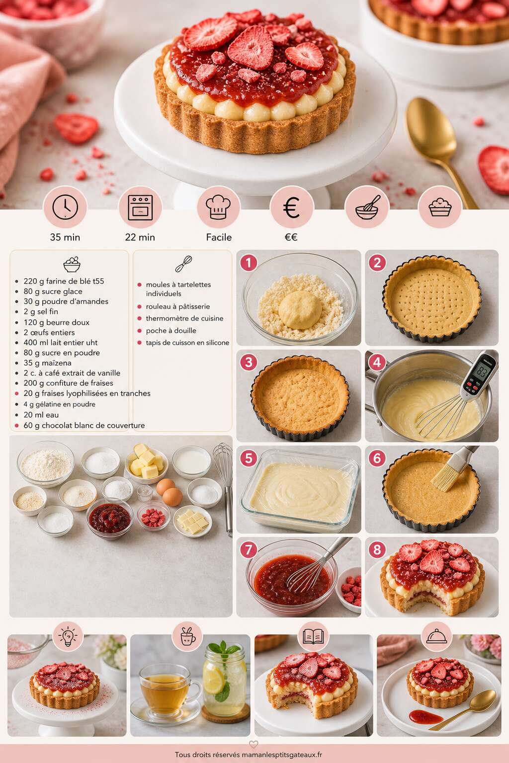 Fiche recette Recette de tartelettes aux fraises